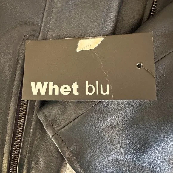 Whet Blue REBEL WOMENS FASHION LEATHER JACKET NAVY BLUE Size XL